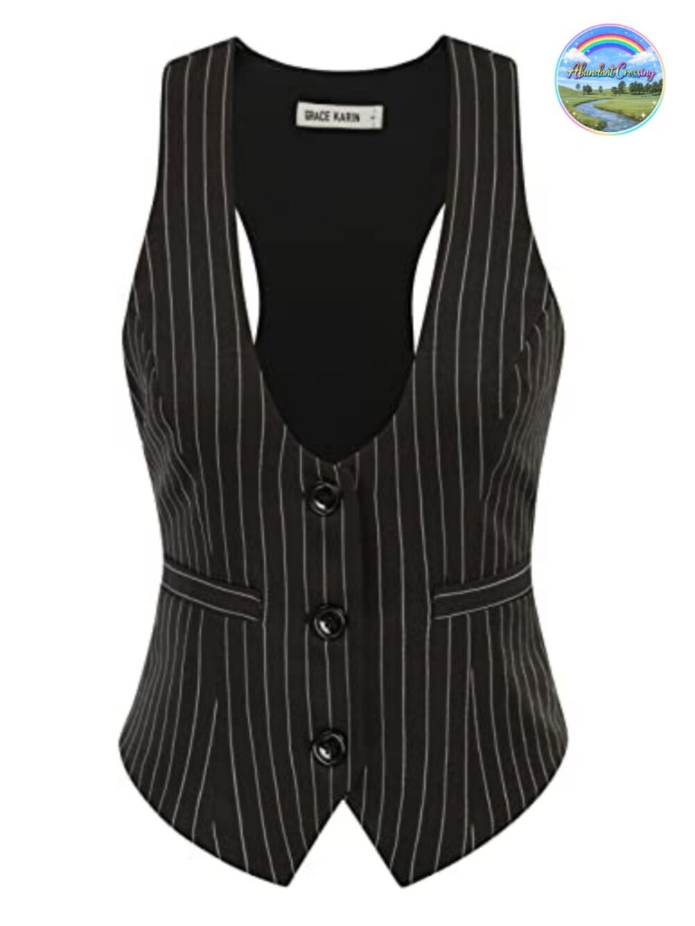 Women's Suit Vest Top Sleeveless Button Waistcoat for Work Office Business